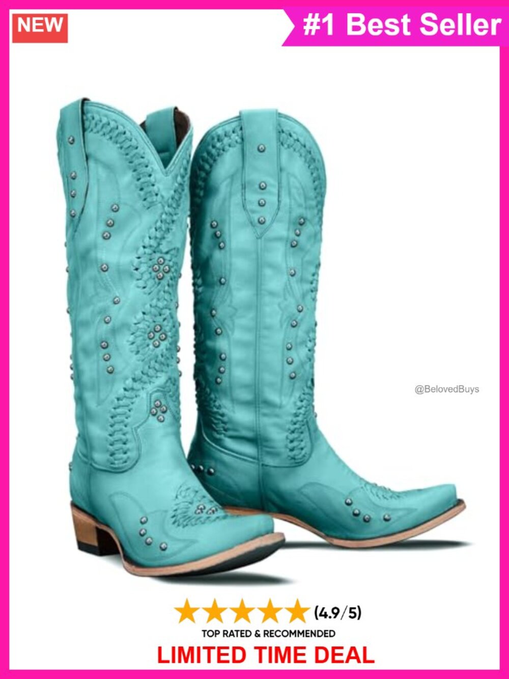 Knee High Western Cowboy Boots Vegan Leather Embroidered Women's
